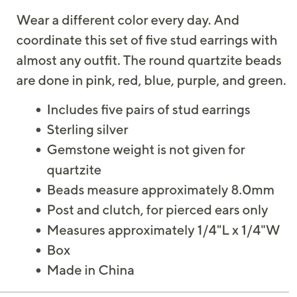 QVC set of 5 round Quartzsite stud earrings set in sterling silver - Picture 3 of 5